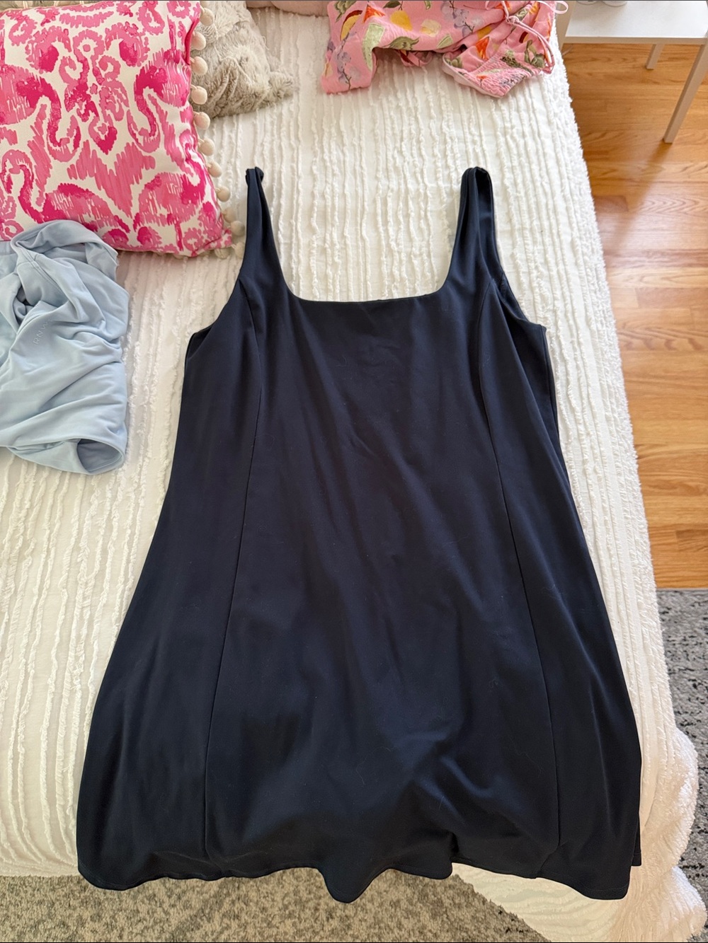 navy Scoop Neck Slip Dress